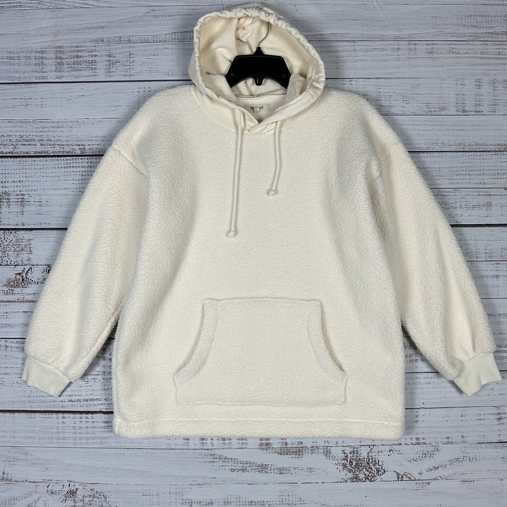 Madewell Sweater (Re)sourced Fleece Bubble-Sleeve Hoodie Sweatshirt SMALL Nc609